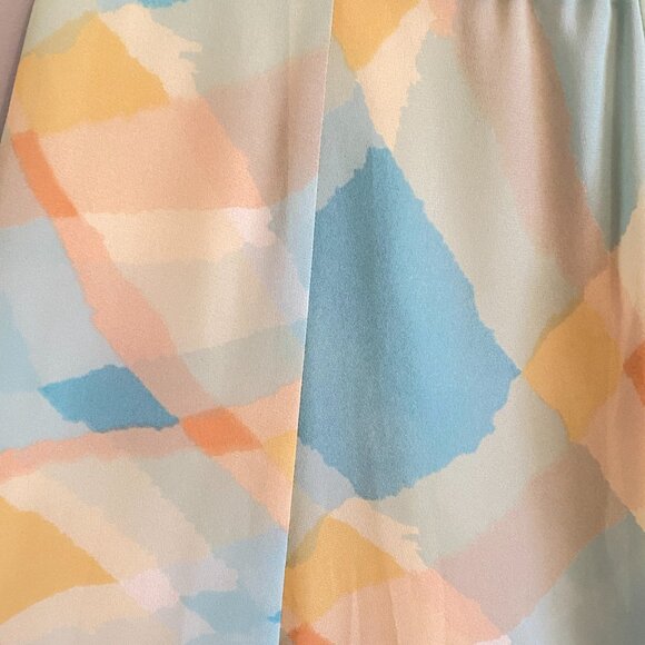 Vintage Skirt 1980s Pastel Print Maxi with Wide Pleats and A-line Shape - Picture 3 of 12